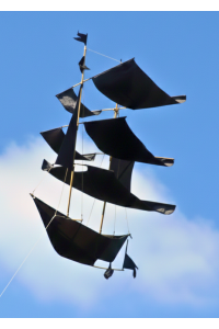 Large Black Pirate Boat Kite - Fair Trade