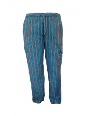 Fair Trade Stripey Elasticated Cotton ' Baggies ' Trousers