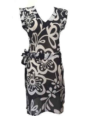 100% Soft Cotton Black & White Carina Short Summer Dress / Long Top / Kaftan - Fair Trade 100% Soft Cotton Black & White Carina Short Summer Dress / Long Top / Kaftan - Fair Trade