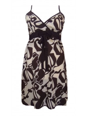 Short Brown and Cream Friesian Print Florence Dress / Sundress - Fair Trade