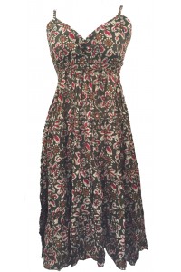 Forest Green Abstract Floral Patterned Toto Short Summer Dress Forest Green Abstract Floral Patterned Toto Short Summer Dress