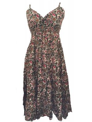 Forest Green Abstract Floral Patterned Toto Short Summer Dress 