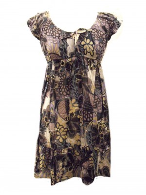 Blue / White Bold Flower Print Floaty Indian Cotton Lizzy Blouse - Fair Trade Blue / White Bold Flower Print Floaty Indian Cotton Lizzy Blouse - Fair Trade