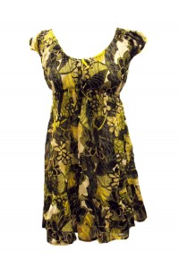 Green / Yellow  Bold Flower Print Floaty Indian Cotton Lizzy Maternity Blouse - Fair Trade 