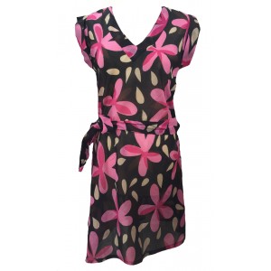 100% Soft Cotton Pink Carina Short Summer Dress / Long Top / Kaftan - Fair Trade 