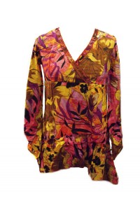 Ethnic Bold Flower Print Pink & Yellow Abbie Blouse - Fair Trade 100% Cotton