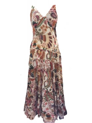 Bold Ethnic Print 100% Cotton Cream Annabel Summer Maxi Dress - Fair Trade