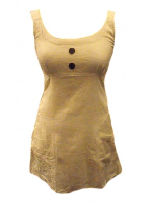 White Handloom Cotton Linen Effect Tunic Top with Coconut Buttons - Fair Trade White Handloom Cotton Linen Effect Tunic Top with Coconut Buttons - Fair Trade