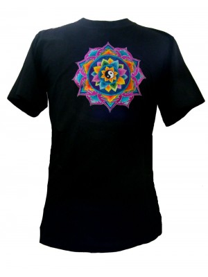 Fair Trade Embroidered Yin Yang Mandala T Shirt ( Black T Shirt)
