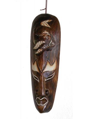 Fair Trade Small Handcarved Wooden 30cm Indigenous ' African Style ' Borneo Tribal 'Fish' Mask 