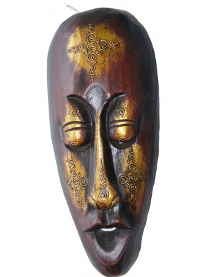 Fair Trade Handcarved Wooden Indigenous 50 cm Borneo Tribal 'Gold' Mask