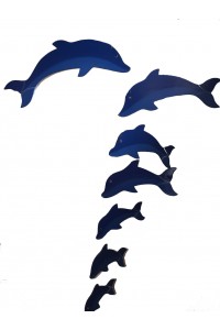 Fair Trade Hand Painted Blue School of  Dolphin Mobile