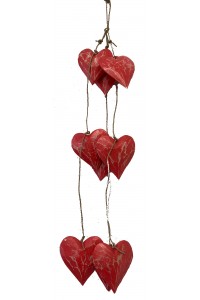 Red  Hearts  on a  String - hand painted wood - Fair Trade