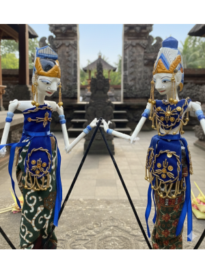 Genuine Traditional pair of Rama and Sinta Wayang Golek Rod Puppets