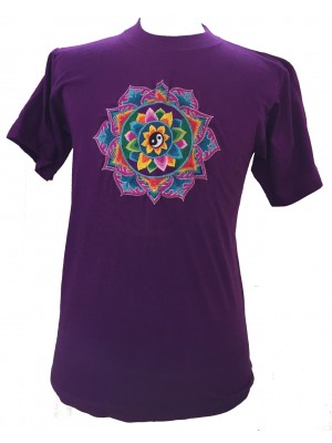 Fair Trade Embroidered Yin Yang Mandala T Shirt ( Purple T Shirt)