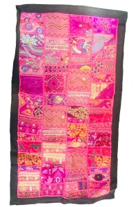 Vintage Rajasthani Embroidered Wall Hanging - Beautiful Pink Traditional Rajasthani Design - Unique Work of Art
