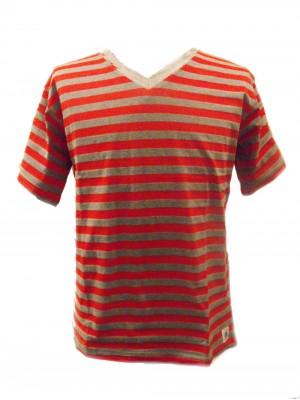 Fair Trade 100% Cotton Classic Stripey Red / Grey Mens T Shirt