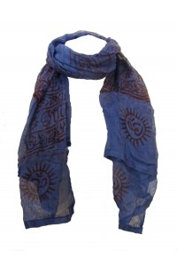 Fair Trade Cotton Hand Printed Blue Ram Nami Scarf