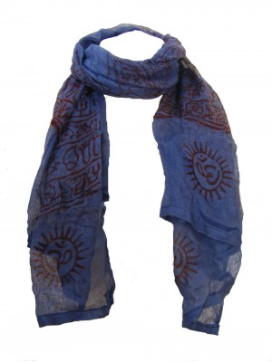 Fair Trade Cotton Hand Printed Blue Ram Nami Scarf