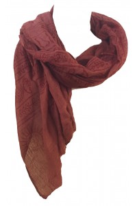 Fair Trade Cotton Hand Printed Maroon Ram Nami Scarf