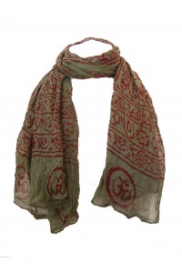 Fair Trade Cotton Hand Printed Green Ram Nami Scarf