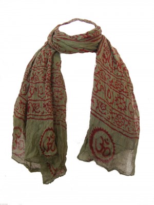 Fair Trade Cotton Hand Printed Green Ram Nami Scarf