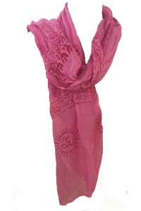 Fair Trade Cotton Hand Printed Pink Ram Nami Scarf