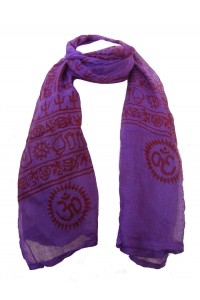 Fair Trade Cotton Hand Printed Purple Ram Nami Scarf