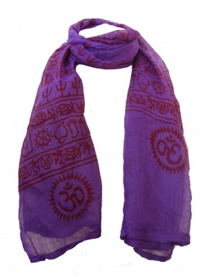 Fair Trade Cotton Hand Printed Purple Ram Nami Scarf