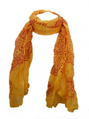 Fair Trade Cotton Hand Printed Yellow Ram Nami Scarf