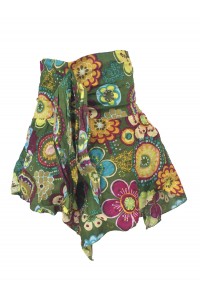 Fair Trade Colourful Short Cotton Belinda Elasticated  Jungli  Skirt - Olive