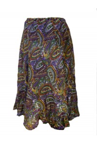 Fair Trade Cotton Jalabi Skirt - Purple Green Paisley Print Fair Trade Cotton Jalabi Skirt - Purple Green Paisley Print