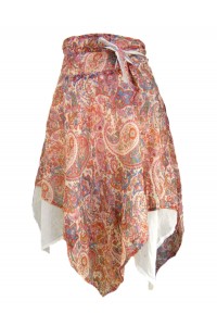 Fair Trade Cream & Pink Josie Jungli Wrap Skirt Fair Trade Cream & Pink Josie Jungli Wrap Skirt