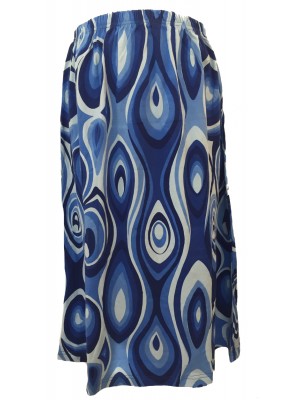 Fair Trade Cotton Jersey Elasticated Retro Spiral Skirt - Shades of Blue