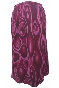 Fair Trade Cotton Jersey Elasticated Retro Spiral Skirt - Maroons and Pink