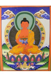 Original Vintage Tibetan Buddhist Thangka Painting -  Amitabha, the Buddha of Comprehensive Love - Fair Trade