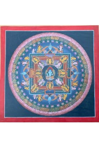 Original Vintage Tibetan Buddhist Thangka Painting - Square Kalachakra Mandala- Fair Trade