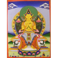 Original Vintage Tibetan Buddhist Thangka Painting -  White Tara, Goddess of Compassion - Fair Trade
