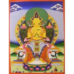 Original Vintage Tibetan Buddhist Thangka Painting -  White Tara, Goddess of Compassion - Fair Trade