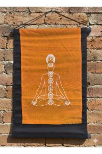 Saffron Seven Chakra Wall Hanging / Banner 100% Cotton - Fair Trade