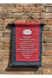 Red Namaste Affirmation Wall Hanging / Banner 100% Cotton - Fair Trade