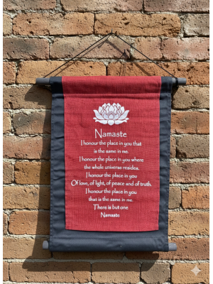 Red Namaste Affirmation Wall Hanging / Banner 100% Cotton - Fair Trade