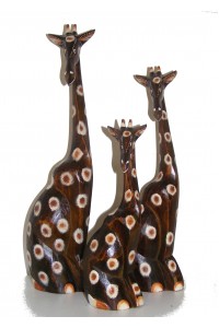 Fair Trade Hand Carved Wooden Sitting Giraffe - choices of 3 sizes