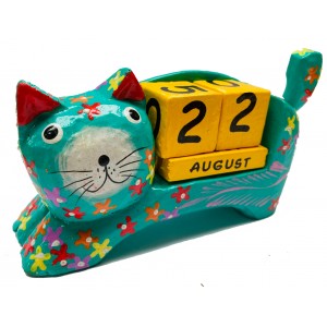 Contemporary Everlasting Wooden Cat Calendar