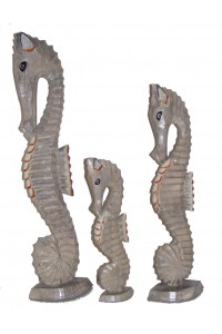 Shabby Chic Hand Carved Natural Wooden Seahorses - choice of 3 sizes - Fair Trade