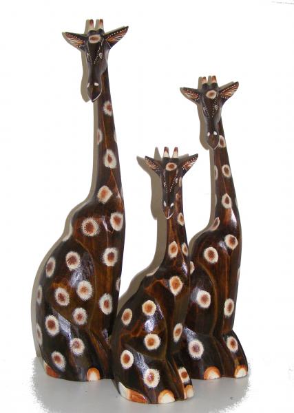 Fair Trade Hand Carved Wooden Sitting Giraffe - choices of 3 sizes