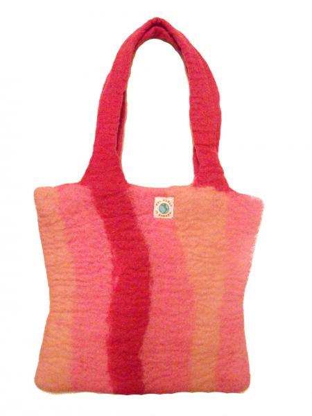 Fair Trade Hand Made Lovely Tactile Stripey Pink Hand Bag