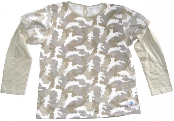 Kids White Grey Green Camouflage Long Sleeve T Shirt Ages 5 - 10 - Fair Trade