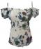 Lovely White Floaty Bold Floral Print Emily Blouse -  On the shoulder or off the Shoulder - Fair Trade 100% Cotton