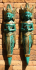 Pair of Large Rama and Sinta Wooden Figures / Carvings - Emerald Green - Fair Trade